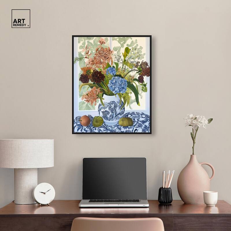 Blue Vase Bounty Canvas by Art Remedy
