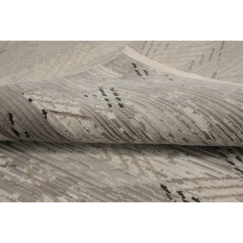 Machine Made Oriental Polyester Carpet Modern Geometric Greys & Charcoal Modern Area Rug - 7' 5'' X 5' 2''