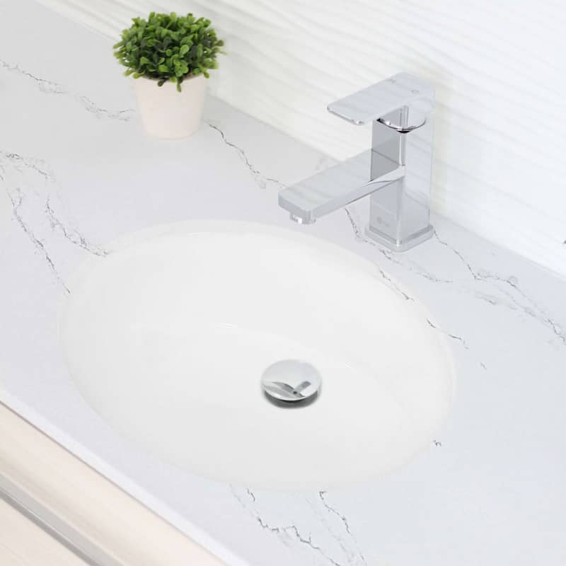 STYLISH 19.5 inch Oval Undermount Porcelain Bathroom Sink with 2 Overflow Finishes