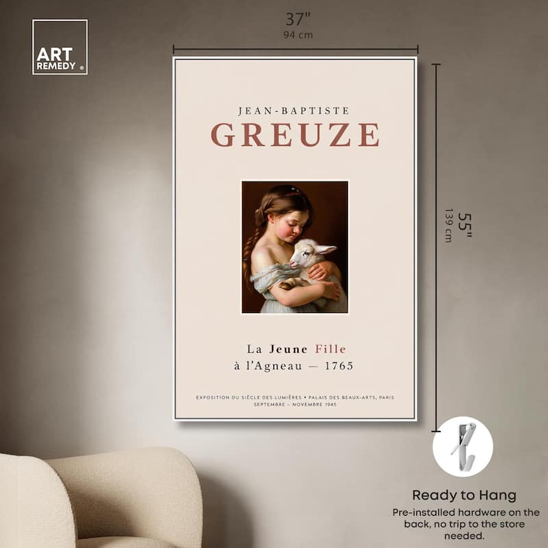 Girl and Her Lamb Canvas by Art Remedy