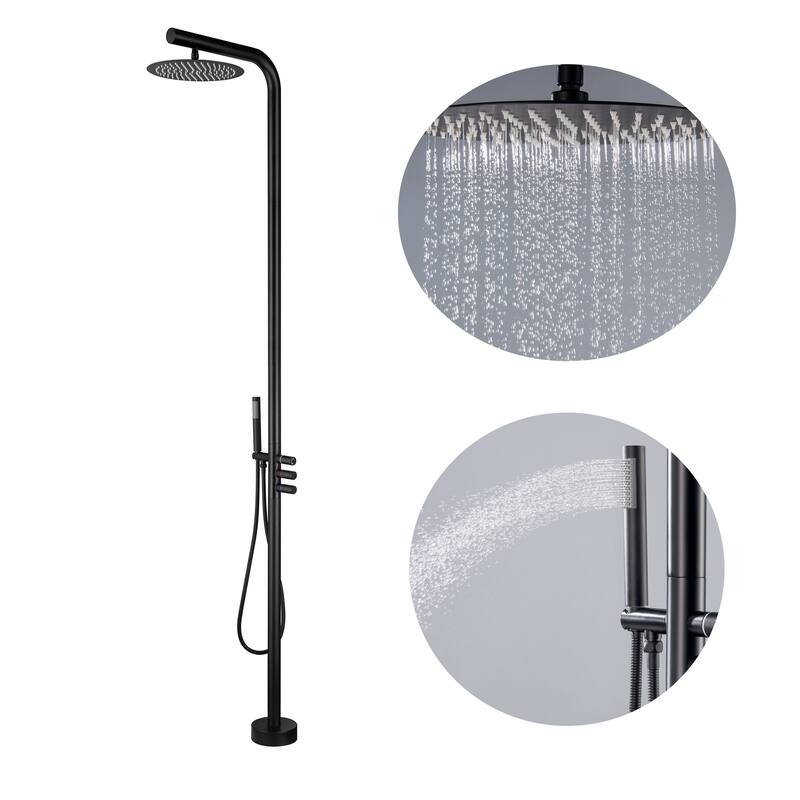 Modland 91''H Freestanding Outdoor Shower Rainfall with Handheld Shower - Matte Black