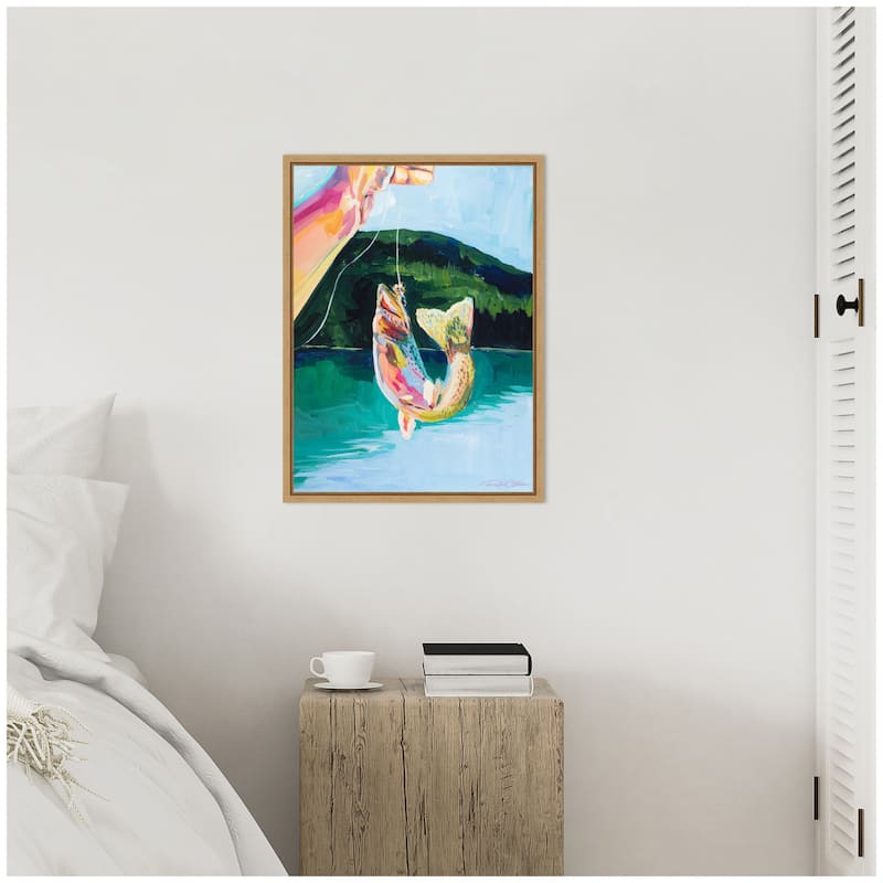 Kate and Laurel Sylvie Rainbow Catch Framed Canvas by Rachel Christopoulos
