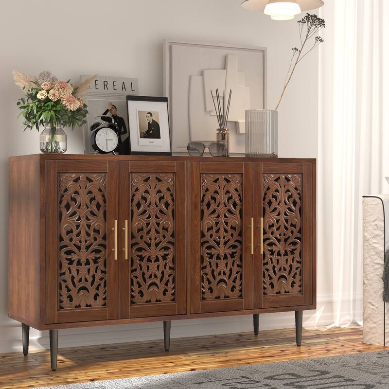 48" Hollow Carved Sideboard Buffet Cabinet