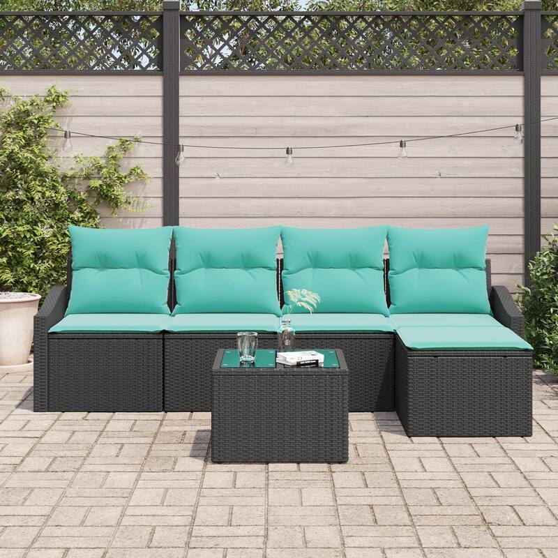 vidaXL 6 Piece Garden Sofa Set with Cushions - 91.7×46.1×27.2