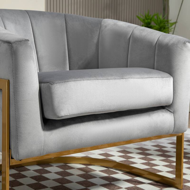 Modern Velvet Gold Accent Armchair