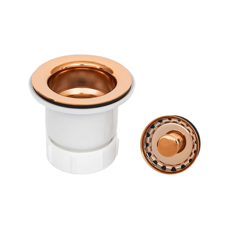 12" Round Hammered Copper Bar Sink with 2" Drain Opening in Polished Copper, Matching Drain and Accessories