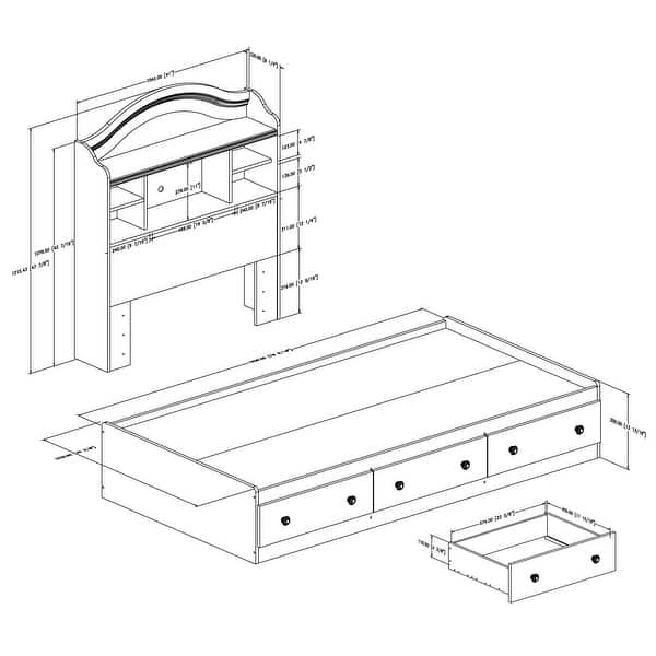 dimension image slide 0 of 2, South Shore Summer Breeze Bed Set - Bed and Headboard kit