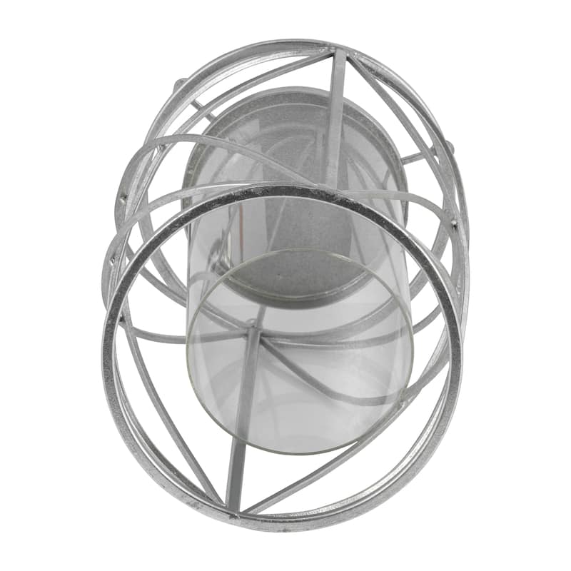 Metal Glass Open Frame Pillar Candle Holder