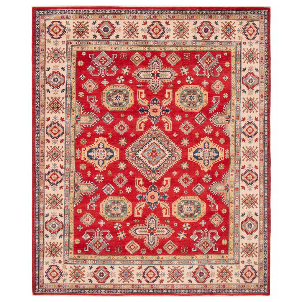 ECARPETGALLERY Hand-knotted Uzbek Ghazni Red Wool Rug - 8'1 x 9'11