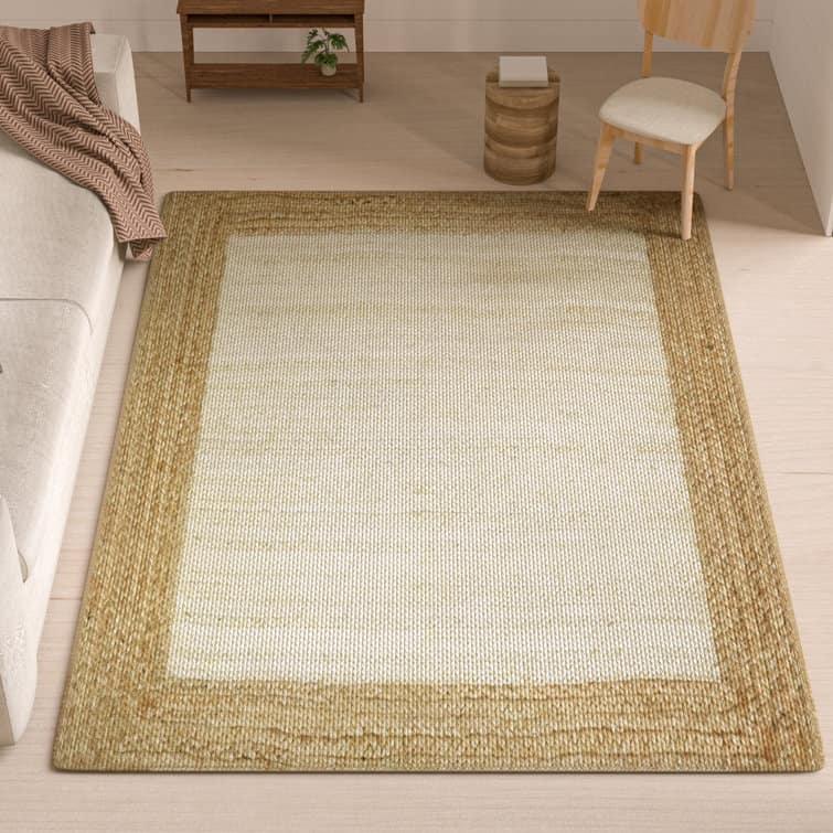 Jute Hand Braided Zigzag Stitch Natural Fibers Farmhouse Style Area Rug - Brown/Cream - Rectangle 5' x 7'