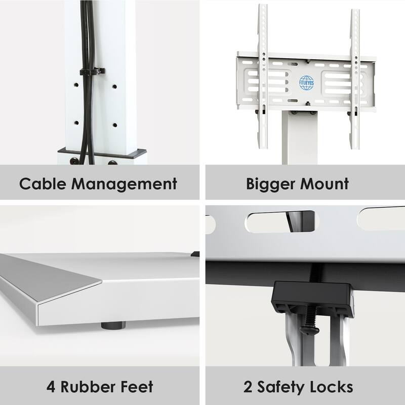 FITUEYES Modern Floor Metal Base TV Stands for 26-65 inch TVs, with One Shelf