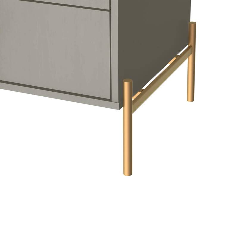 Modern Nightstand with 2 Drawers and Accents Steel Legs