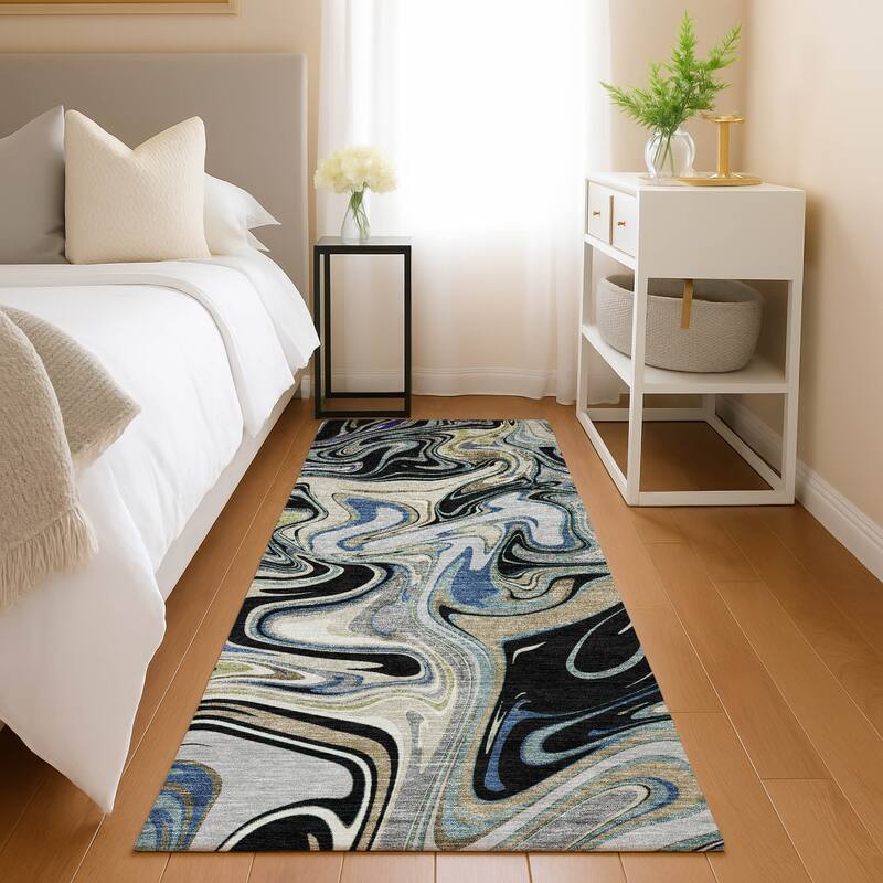 Machine Washable Indoor/ Outdoor Contemproary Fusion Chantille Rug