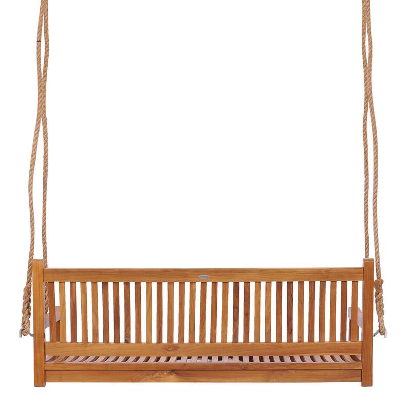 Chic Teak Elzas Teak Wood Outdoor Double Porch Swing, 59 inch