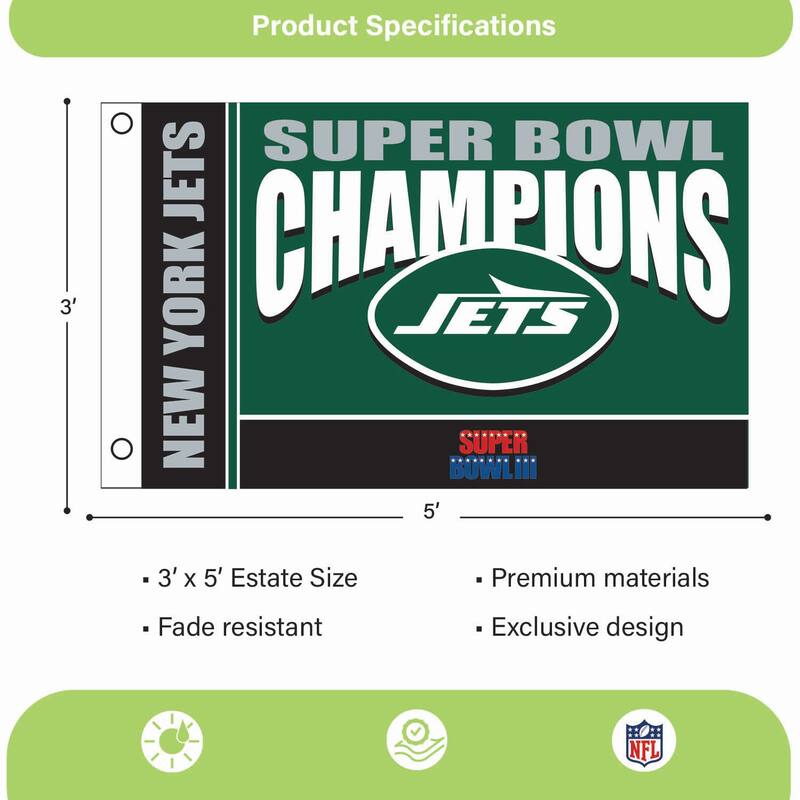 New York Jets Single Sided Flag w/ 2 Grommets, 3'x5'