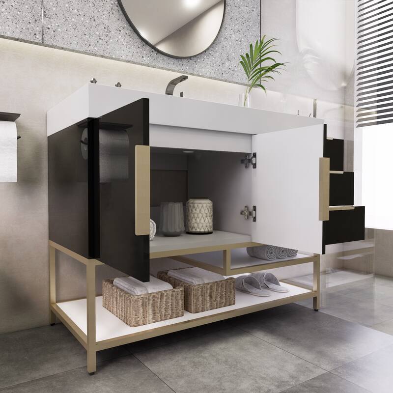 Noble 42" Free Standing Vanity (R Drawer) with Reinforced Acrylic Sink - 42" Width