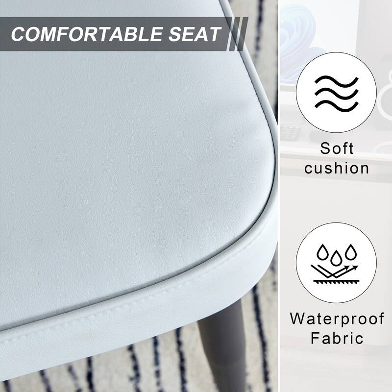 2 Piece Armless Dining Chair Set, Upholstered Dining Chair High Back Kitchen Side Chair with Metal Legs Conference Room Chair
