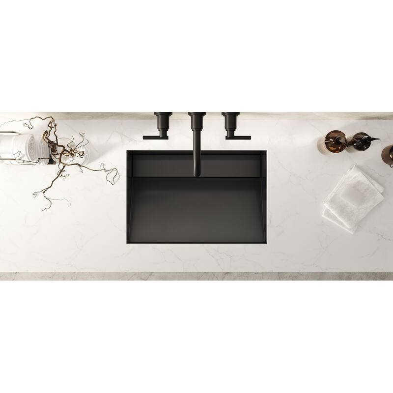 Ruvati 20 x 14 inch Gunmetal Black Stainless Steel Undermount Ramp Bathroom Sink - RVH6140BL