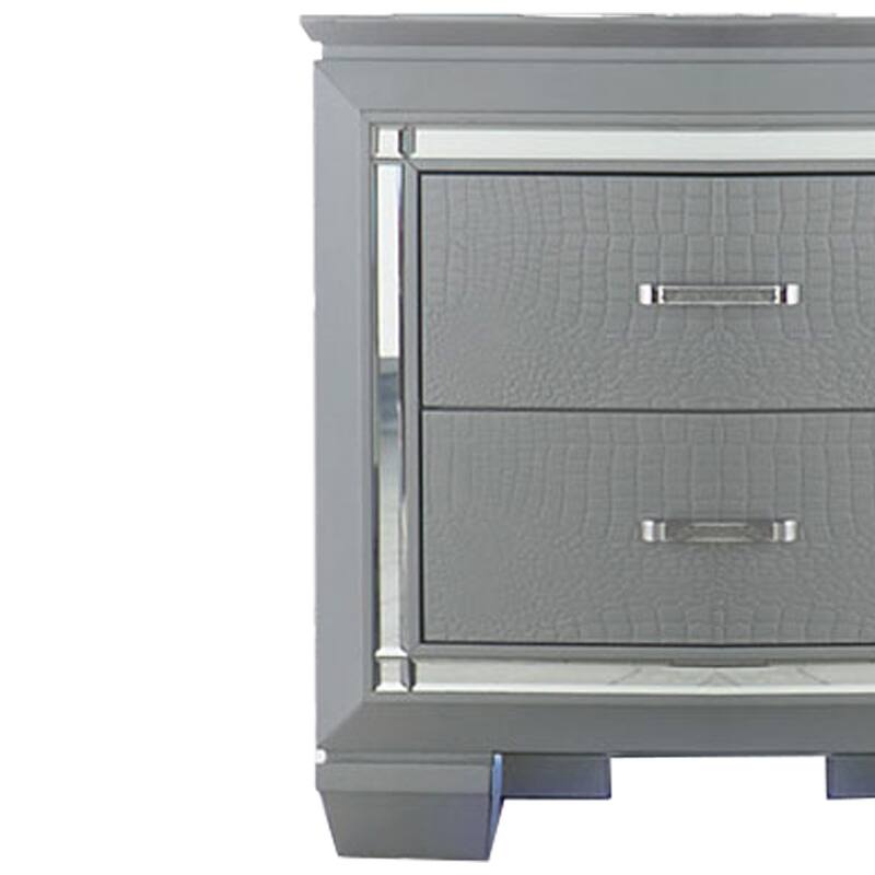 Gray 2 Drawer 17 in. W Nightstand with Sturdy Hardware and Ample Storage