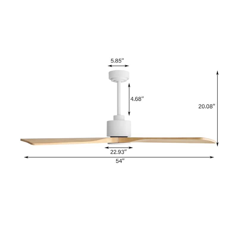 MLiAN 54 inch 4 Soild Wood Blades Indoor Ceiling Fan with Remote - 54 inch