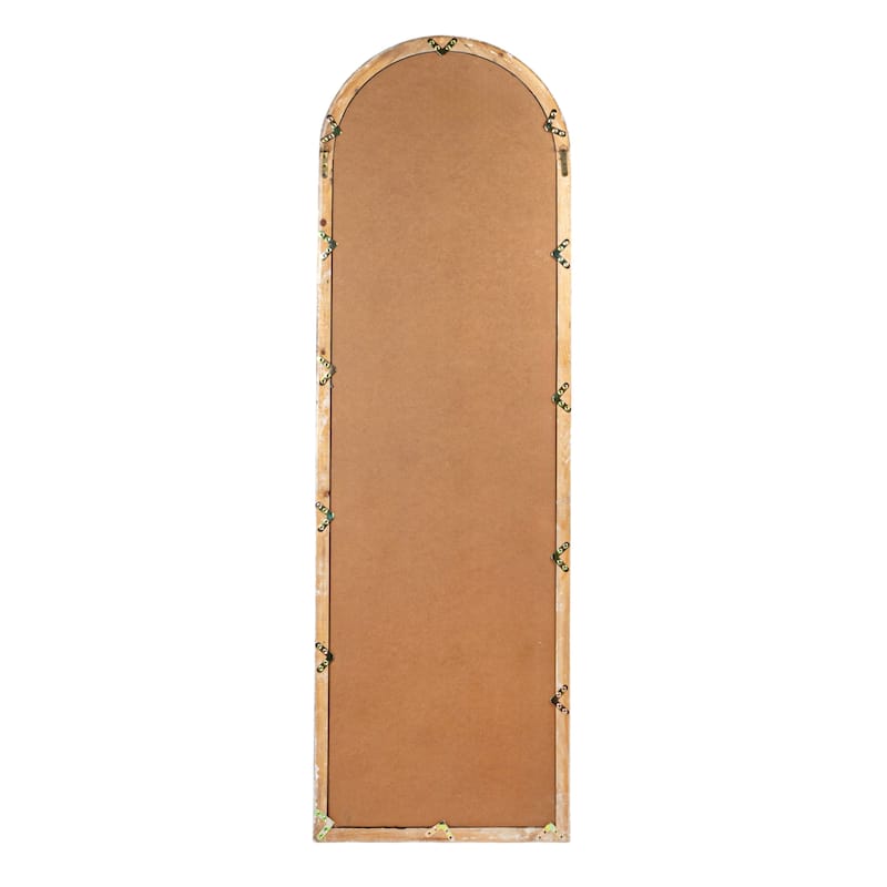 Arched Wood Framed Mirror with Petal Designs