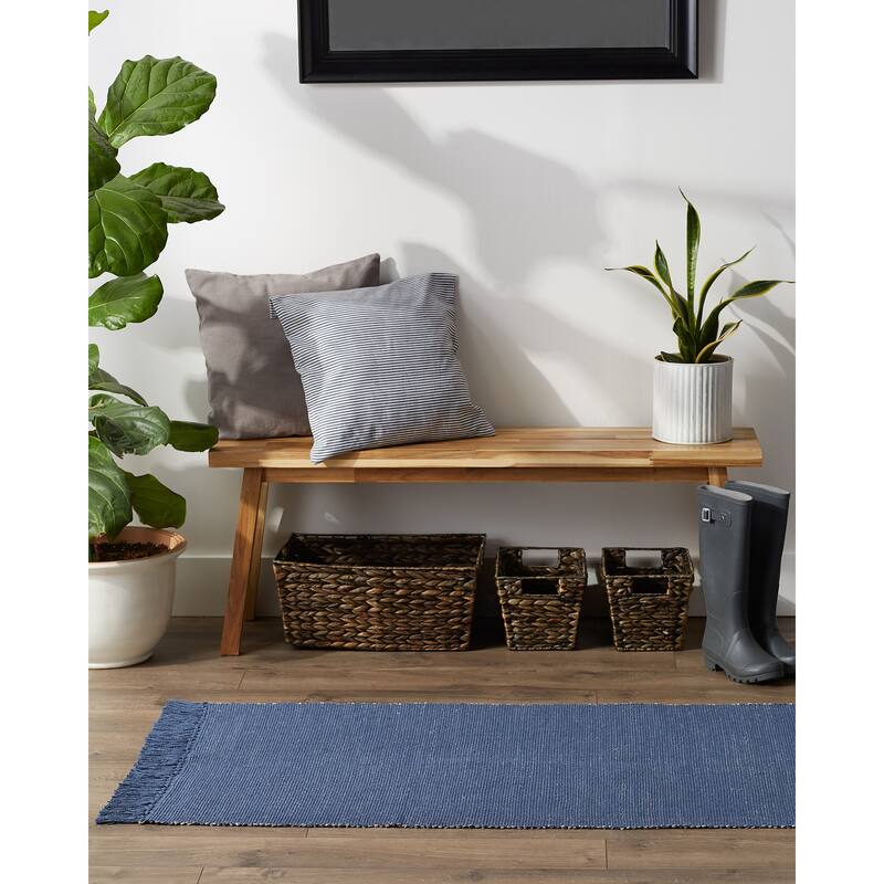 DII Gray and Off White 2-Tone Ribbed Rug 2x3 Ft - 24.0 In. L X 36.0 In. W X 0.2 In. H