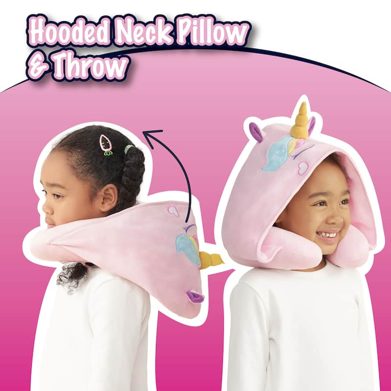 3D Animal Hooded Neck Pillow and Throw Set for Kids