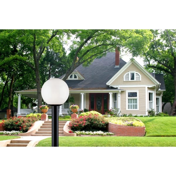 12 in. Outdoor Globe Post 1-Light White Polycarbonate Globe Post Top Lantern 12 in. Outdoor Globe Post 1-Light White Polycarbonate Globe Post Top Lantern
