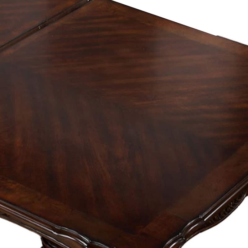 Zenie Dining Table, Extension Leaf, 77-95 Inch, Cherry Brown Solid Wood