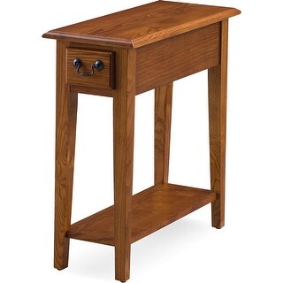 End Table with Storage Drawer and Display Shelf, Solid Wood, Medium Oak ...