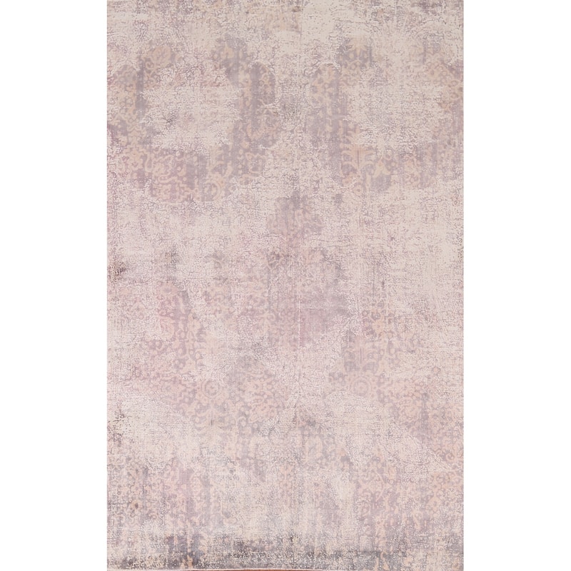 Contemporary Abstract Indian Area Rug Hand-Knotted Wool Carpet - 4'9"x 7'11"