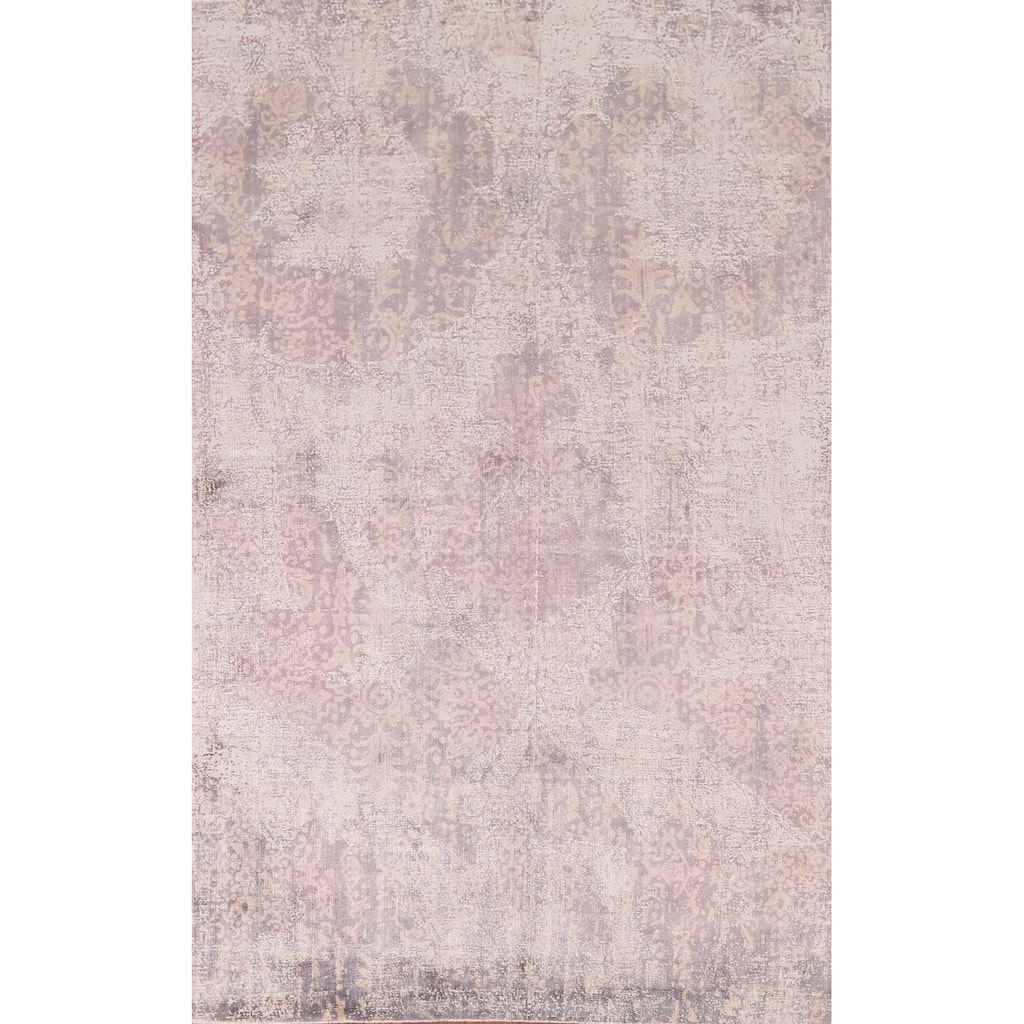Contemporary Abstract Indian Area Rug Hand-Knotted Wool Carpet - 4'9"x 7'11"