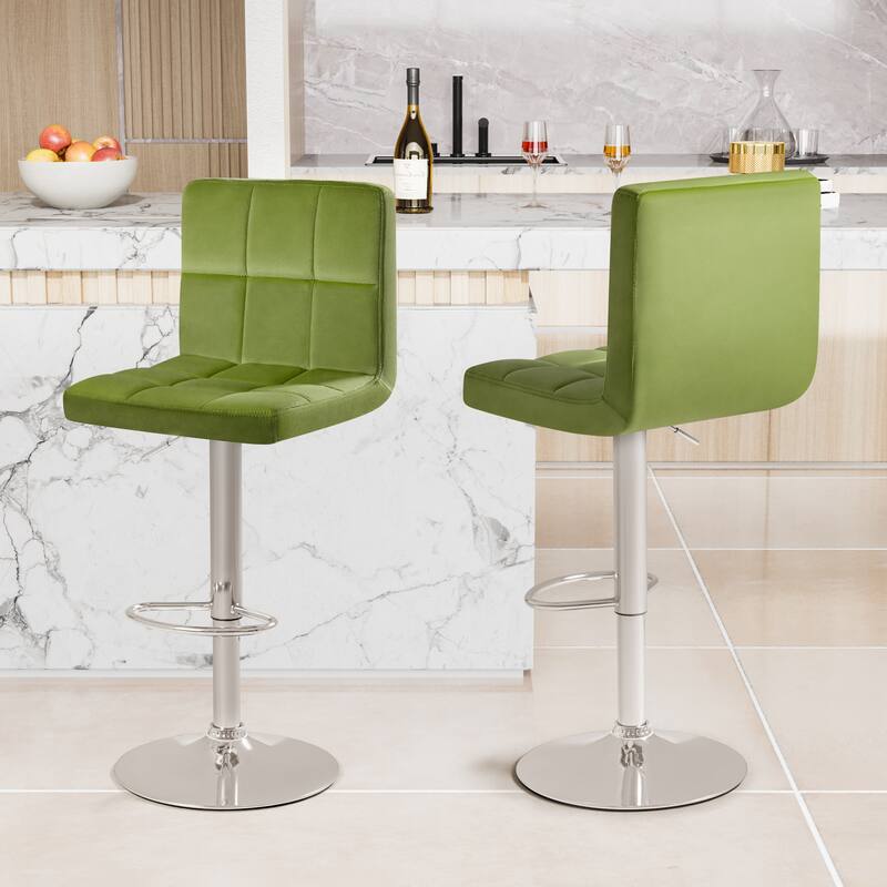 Furniwell Bar Stools Velvet Height Adjustable Swivel Counter Stools with Back - N/A
