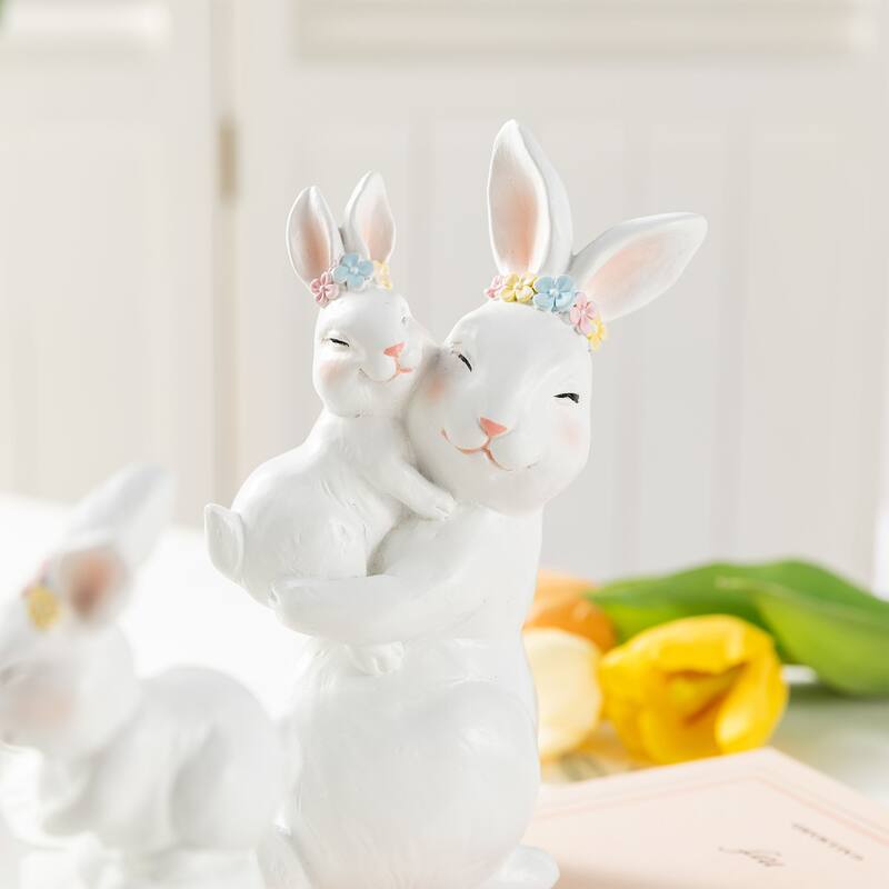 Glitzhome Easter 9.75"H Resin Bunny Figurine Table Decor Gifts (Set of 2)