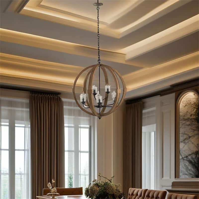 9- Light Globe Chandelier - Brown