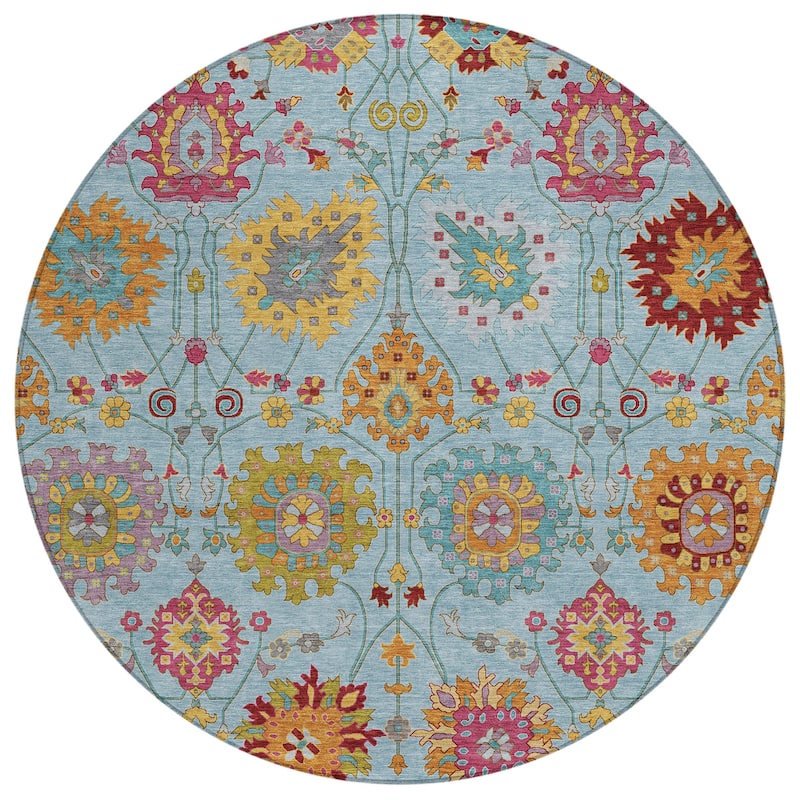 Machine Washable Indoor/ Outdoor Traditional Kashan Chantille Rug
