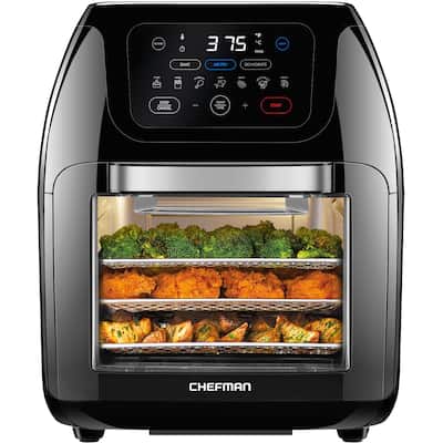 Air Fryer+ Rotisserie, Dehydrator, Convection Oven, 17 Touch Screen Presets Fry, Roast, Dehydrate, Bake, XL 10L Family Size