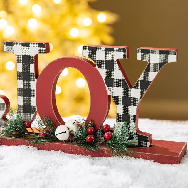 Glitzhome Christmas Wooden Word Table Decor