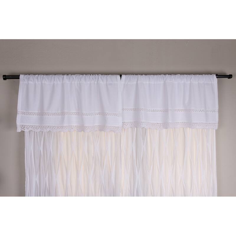 Cottage Home Cotton Crochet Rod Pocket Valance