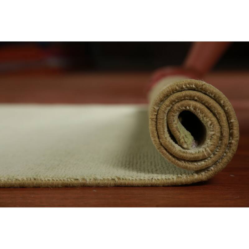 Hand Knotted Oriental 100% Wool Carpet Modern Solid Green Gabbeh Runner Rug - 8' 3'' X 2' 9''