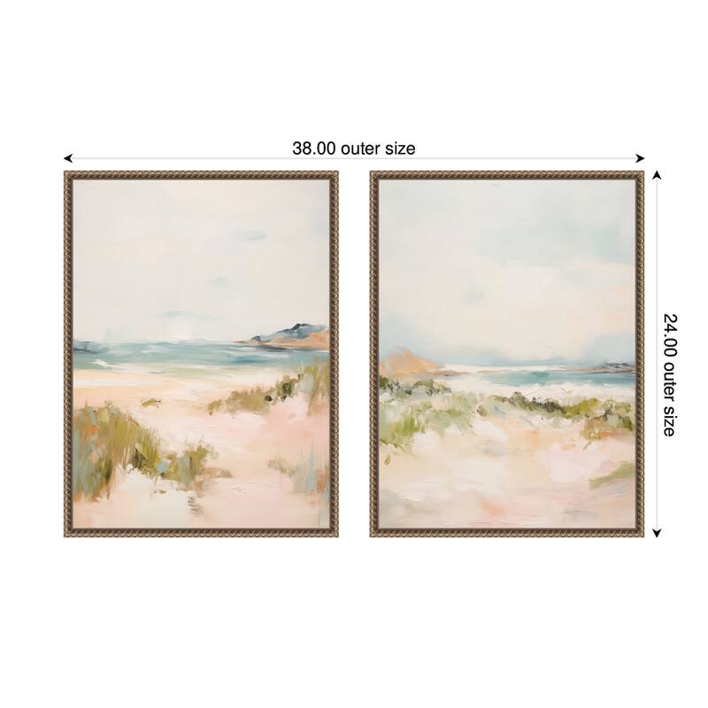 Kate and Laurel Gold Tranquil Landscape 2 Piece Framed Canvas Wall Art Set by Amy Lighthall