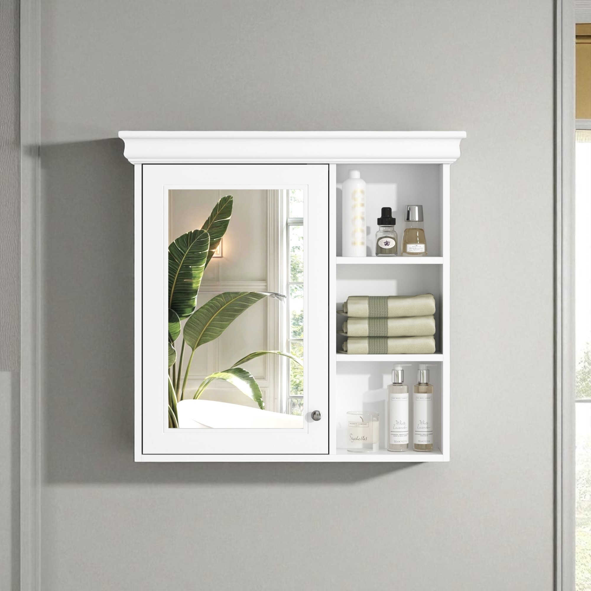 30'' x 28'' Wall Mounted Bathroom Medicine Cabinet with Mirror, Storage Organizer with Adjustable Shelves, Over Toilet Cabinet