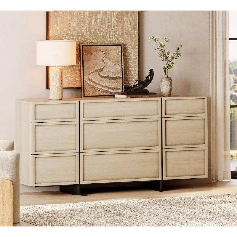 WAMPAT Modern TV Stand and 9-drawer Storage Cabinet Set of 2 for Living Room - TV Stand+dresser
