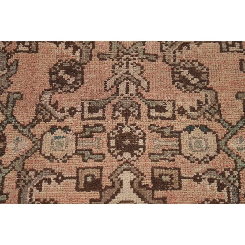 Distressed Hamedan Persian Vintage Runner Rug Handmade Wool Carpet - 3'4" x 9'8"