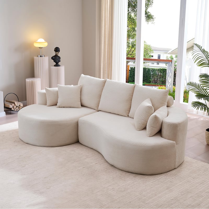 Christopher Knight Home - 106'' Cloud Curved Sectional Sofa with Right Chaise Lounge and Ultra-Soft Foam Comfort - Whitecap gray