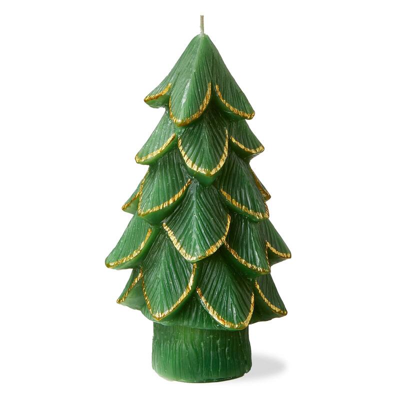 Gilded Pine Tree Candle Green 4x4x7.5 in Sculpted Novelty Candle for Christmas 10 Hour Burn Time Paraffin Wax
