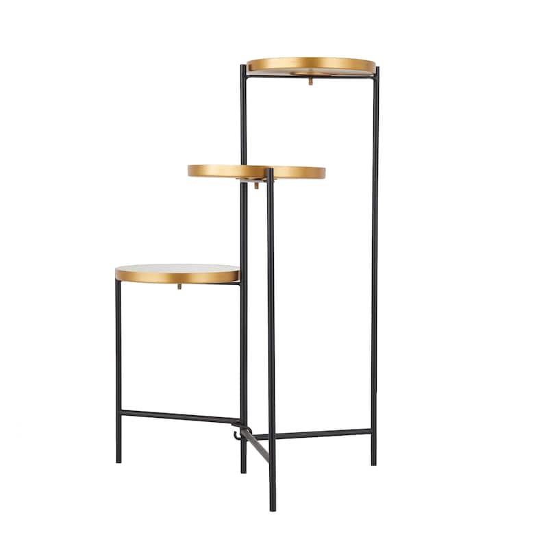 White, Orange or Blue Metal Foldable 3 Tier Plantstand with Enameled Interior - 22 x 18 x 32