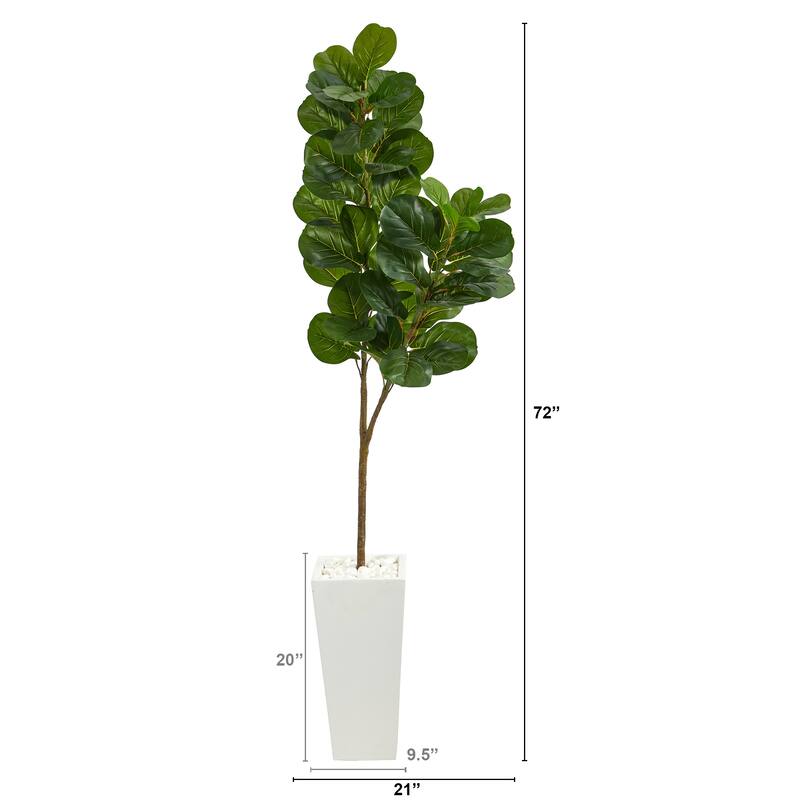 6' Fiddle leaf Fig Artificial Tree in Tall White Planter - 20"