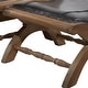 preview thumbnail 15 of 18, Dark Brown Leather Handmade Upholstered Room Accent Chair with Ottoman with Scrolled Wood Arms and Arched Legs