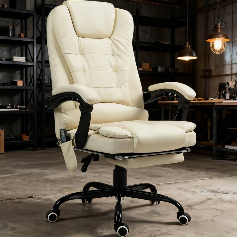 Massaging Office Desk Chair, Massage Office Chair High Back with Lumbar Support, Footrest